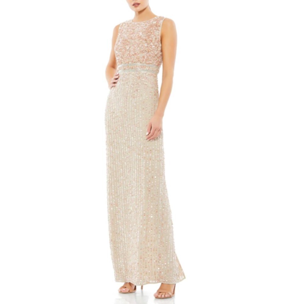 Mac Duggal Sequined High-Neck Column Gown • NWT • Size 12